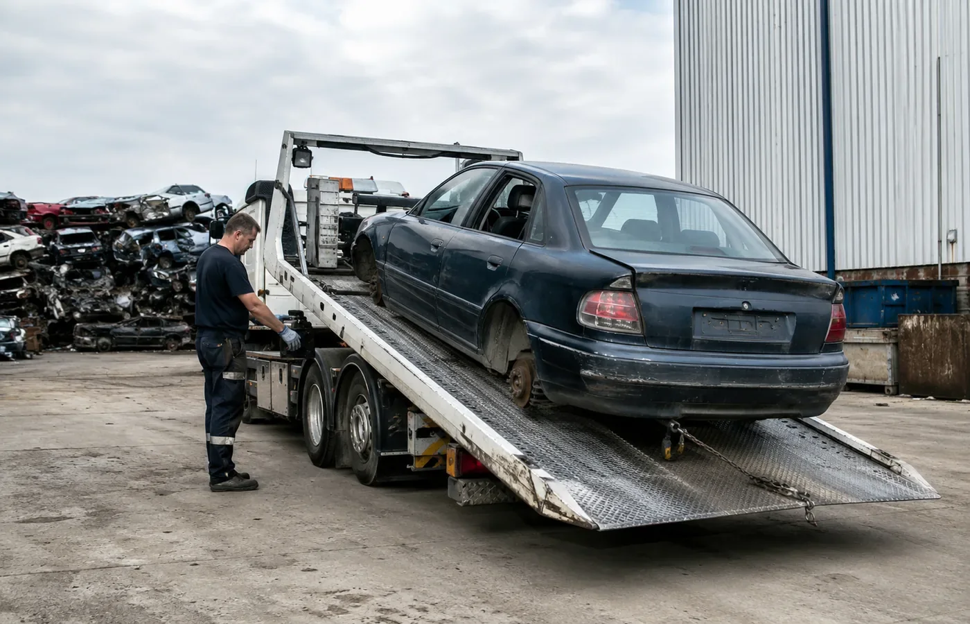 Abholung von Altfahrzeugen und Schrottautos mit Abschleppwagen