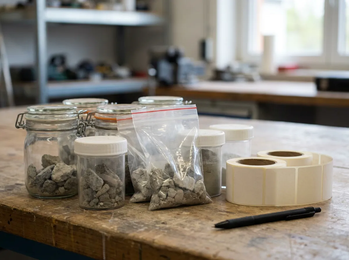 Versiegelte Materialproben zur Laboruntersuchung