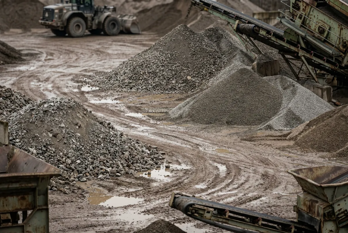 Mineralisches Recyclingmaterial auf einem Aufbereitungsplatz