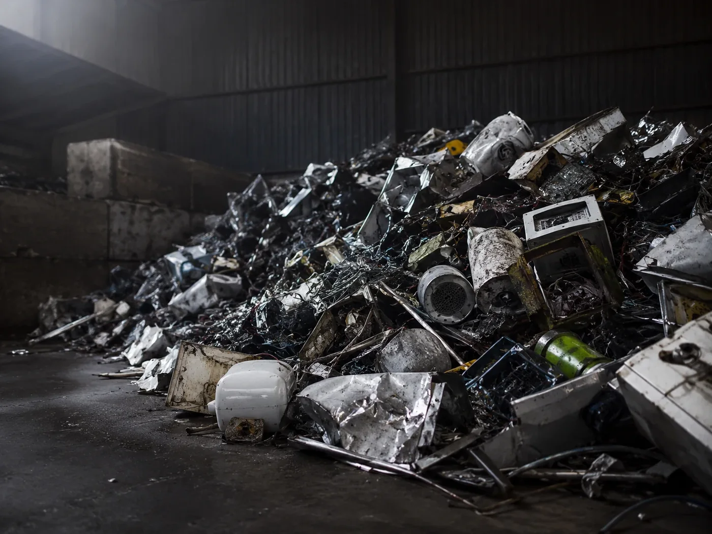 Shreddervormaterial mit gemischten Metallteilen und Anhaftungen wie Kunststoff und Glas