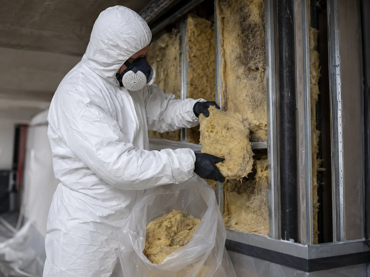 KMF-Sanierung nach TRGS 521: Schutzanzug bei der Entfernung alter Mineralwolle und Dämmstoffe in der Region Northeim